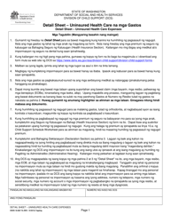 DSHS Form 18-682 Detail Sheet &quot; Uninsured Health Care Expenses - Washington (Tagalog)