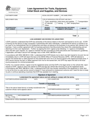 Document preview: DSHS Form 19-074 Loan Agreement for Tools, Equipment, Initial Stock and Supplies, and Devices - Washington