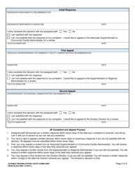 DSHS Form 20-234 Juvenile Rehabilitation Youth Complaint - Washington, Page 2