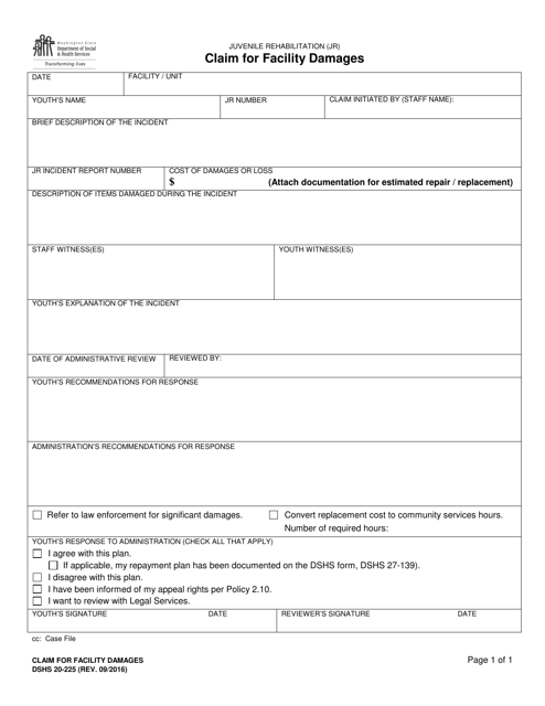 DSHS Form 20-225  Printable Pdf