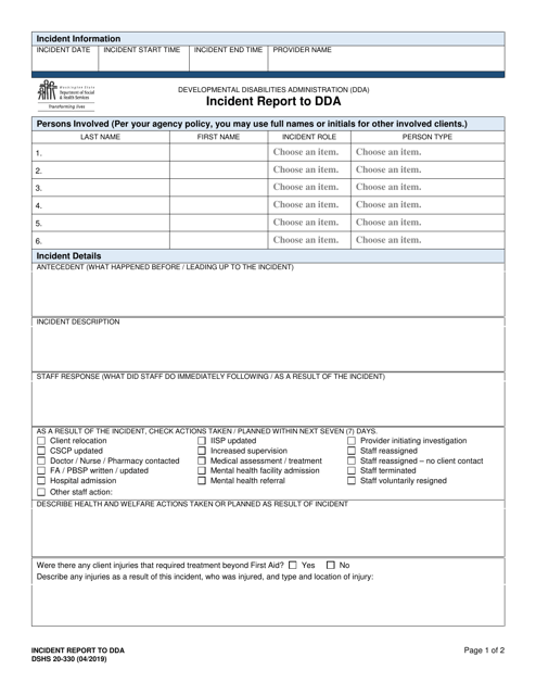 DSHS Form 20-330  Printable Pdf