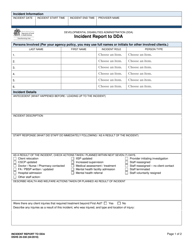 DSHS Form 20-330 Incident Report to Dda - Washington