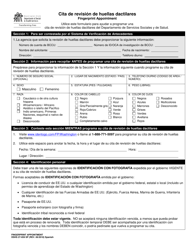 Document preview: DSHS Formulario 27-059 Cita De Revision De Huellas Dactilares - Washington (Spanish)