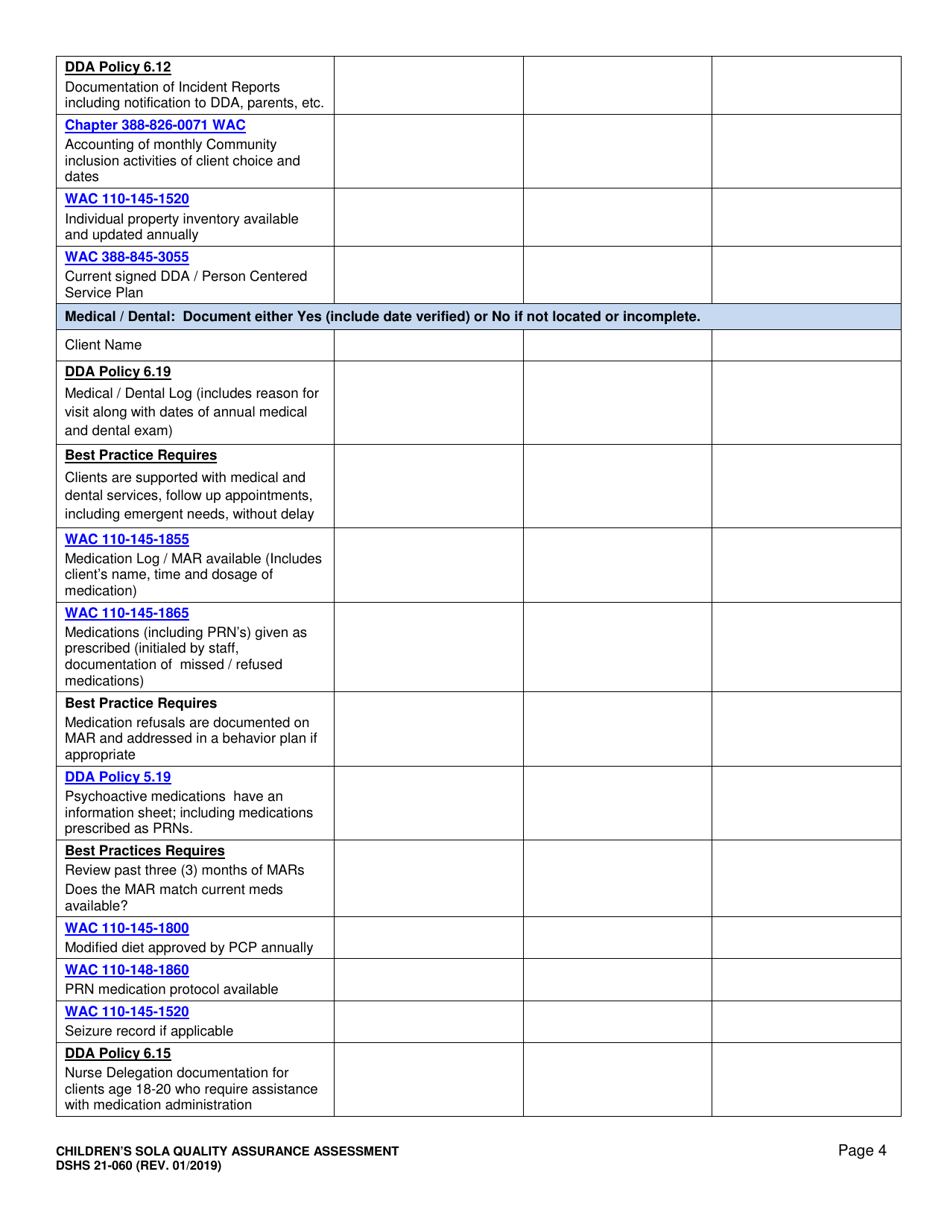 DSHS Form 21-060 - Fill Out, Sign Online and Download Printable PDF ...