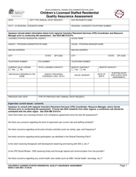 DSHS Form 21-059 Children&#039;s Licensed Staffed Residential Quality Assurance Assessment - Washington