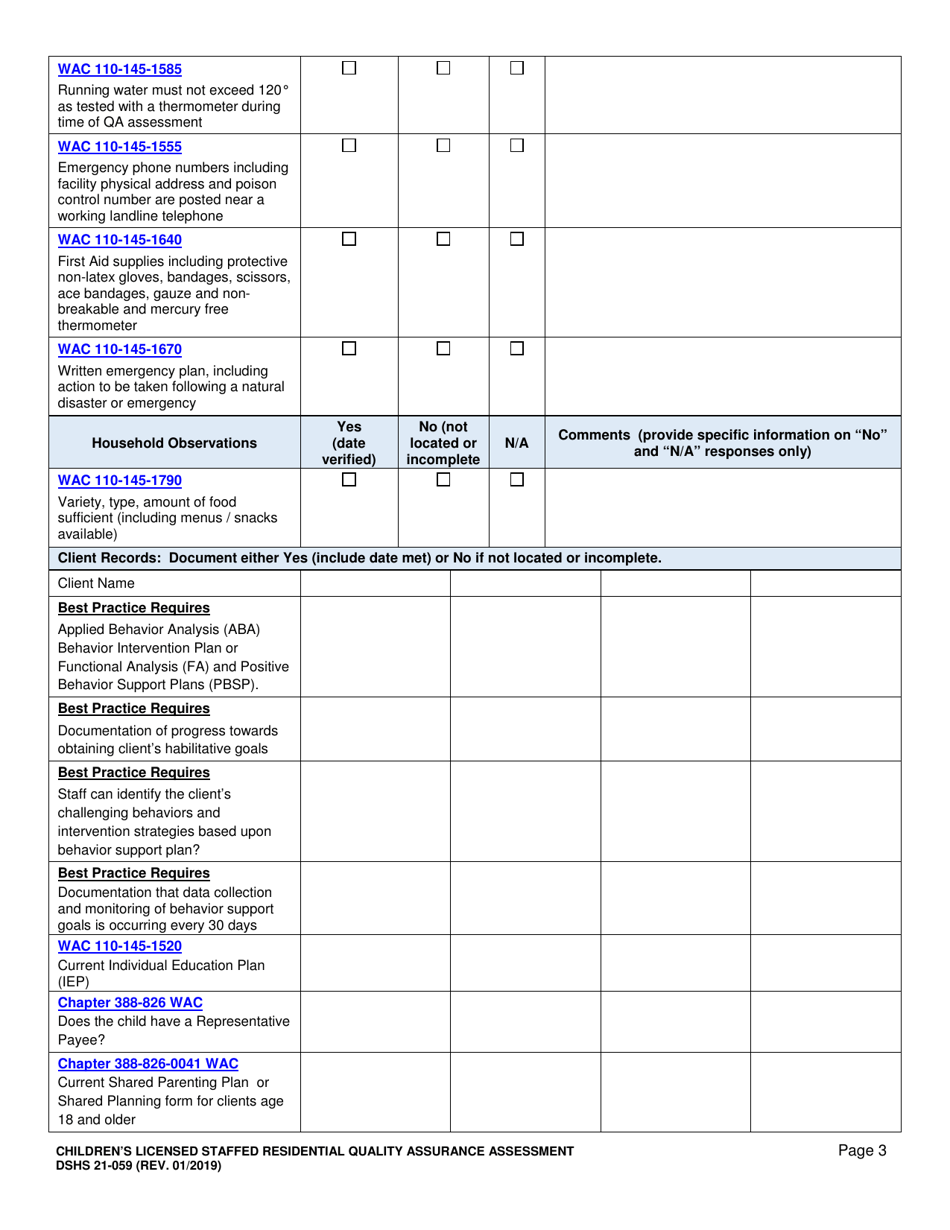 DSHS Form 21-059 Download Printable PDF or Fill Online Children's ...