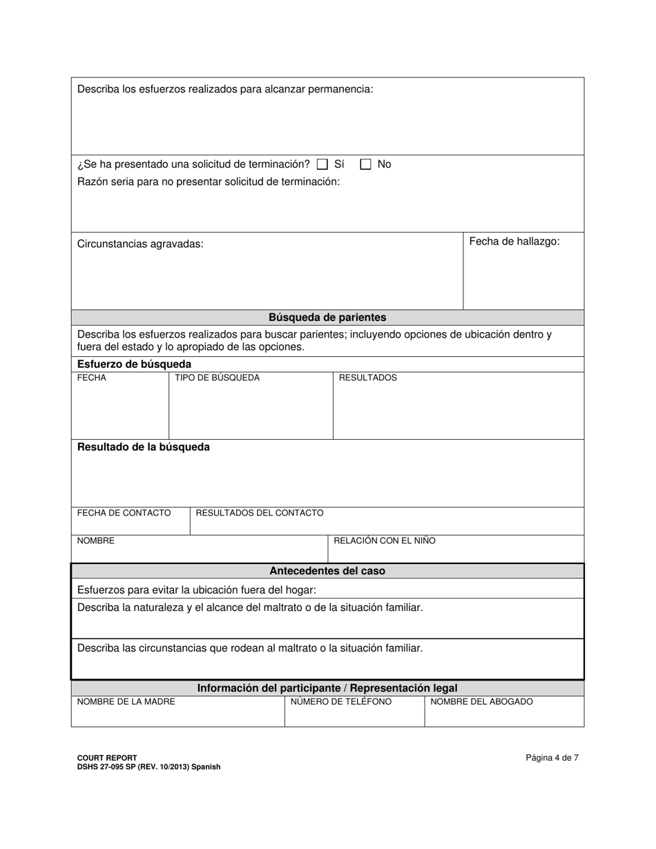 DSHS Formulario 27-095 Reporte Del Tribunal - Washington (Spanish), Page 4
