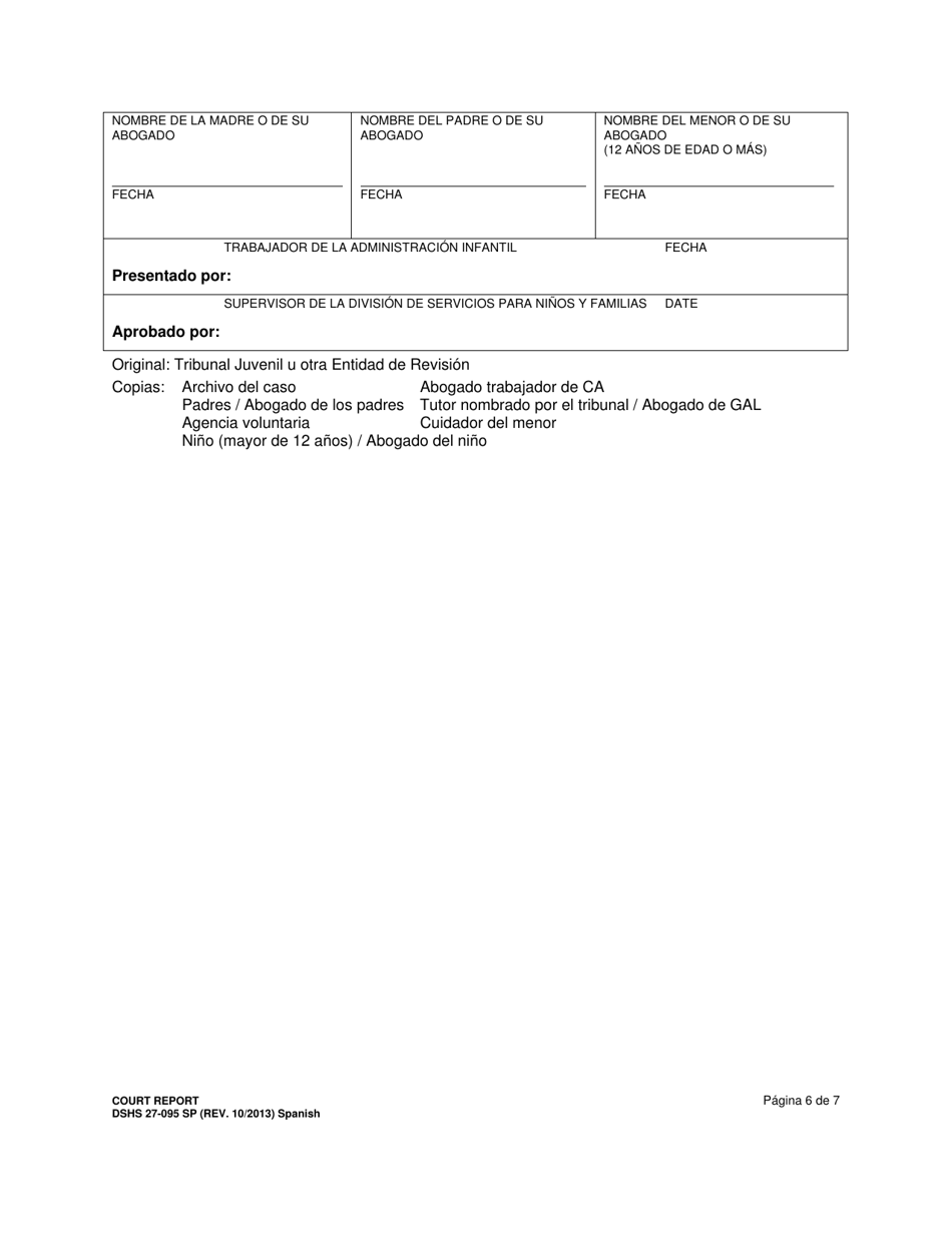 DSHS Formulario 27-095 Reporte Del Tribunal - Washington (Spanish), Page 6