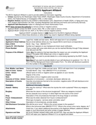 DSHS Form 27-109 Background Check Central Unit (Bccu) Applicant Affidavit - Washington