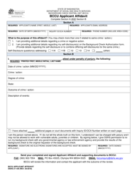 DSHS Form 27-109 Background Check Central Unit (Bccu) Applicant Affidavit - Washington, Page 2