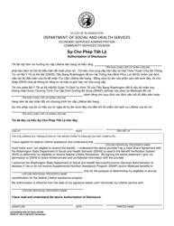 Document preview: DSHS Form 27-168 Authorization of Disclosure (Economic Services Administration) - Washington (Vietnamese)