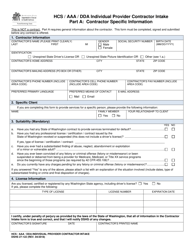 DSHS Form 27-122 Hcs/Aaa/Dda Individual Provider Contractor Intake - Washington, Page 3