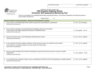 DSHS Form 27-144 Csd Disability Eligibility Review Contractor Self-assessment Monitoring Tool - Washington, Page 2