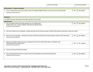 DSHS Form 27-144 Csd Disability Eligibility Review Contractor Self-assessment Monitoring Tool - Washington, Page 3
