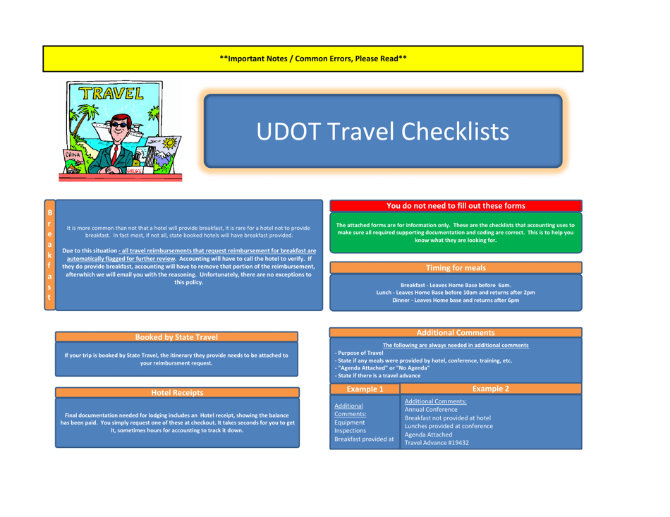 Udot Travel Checklists Form (R4) - Utah, Page 1