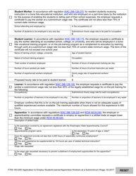 Form F700-183-000 Application to Employ Student/Learner/Apprentice Workers at a Subminimum Wage - Washington, Page 2