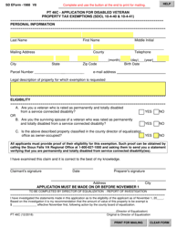 sd form 1988 form pt 46c application disabled veteran property tax exemptions south dakota