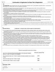 SD Form 0868 (MV-607) Boat Title and Registration Application - South Dakota, Page 2