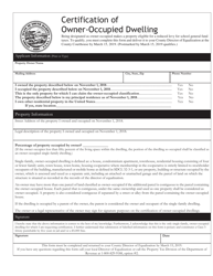 Document preview: Certification of Owner-Occupied Dwelling - South Dakota