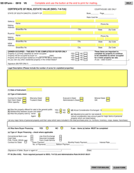 Document preview: SD Form 0919 (PT56) Certificate of Real Estate Value - South Dakota