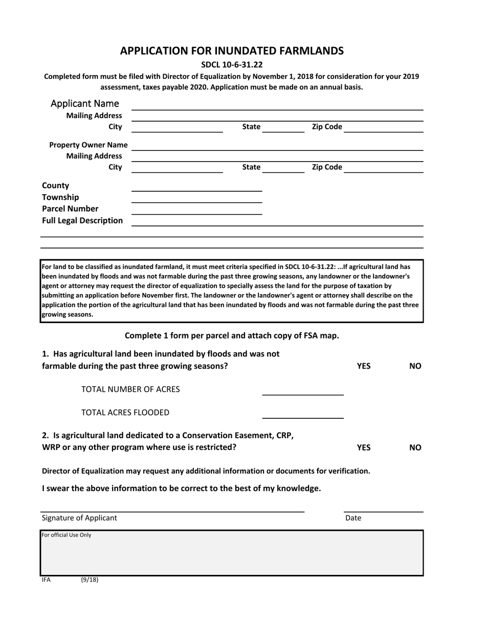 South Dakota Application for Inundated Farmlands - Fill Out, Sign ...