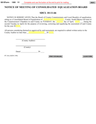 SD Form 1305 (PT34A) &quot;Notice of Meeting of Consolidated Equalization Board&quot; - South Dakota