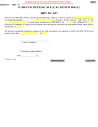 SD Form 1303 (PT32) &quot;Notice of Meeting of Local Review Board&quot; - South Dakota