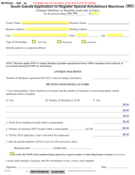 SD Form 1323 &quot;Application to Register Special Amusement Machines&quot; - South Dakota