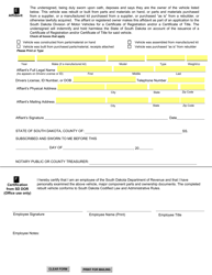 Form 2431 Application for Inspection of Rebuilt Motor Vehicle and Installation of Assigned or Replacement Vehicle Identification Number and Affidavit - South Dakota, Page 2