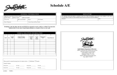 Form A/E Schedule A/E International Registration Plan (Irp) - South Dakota