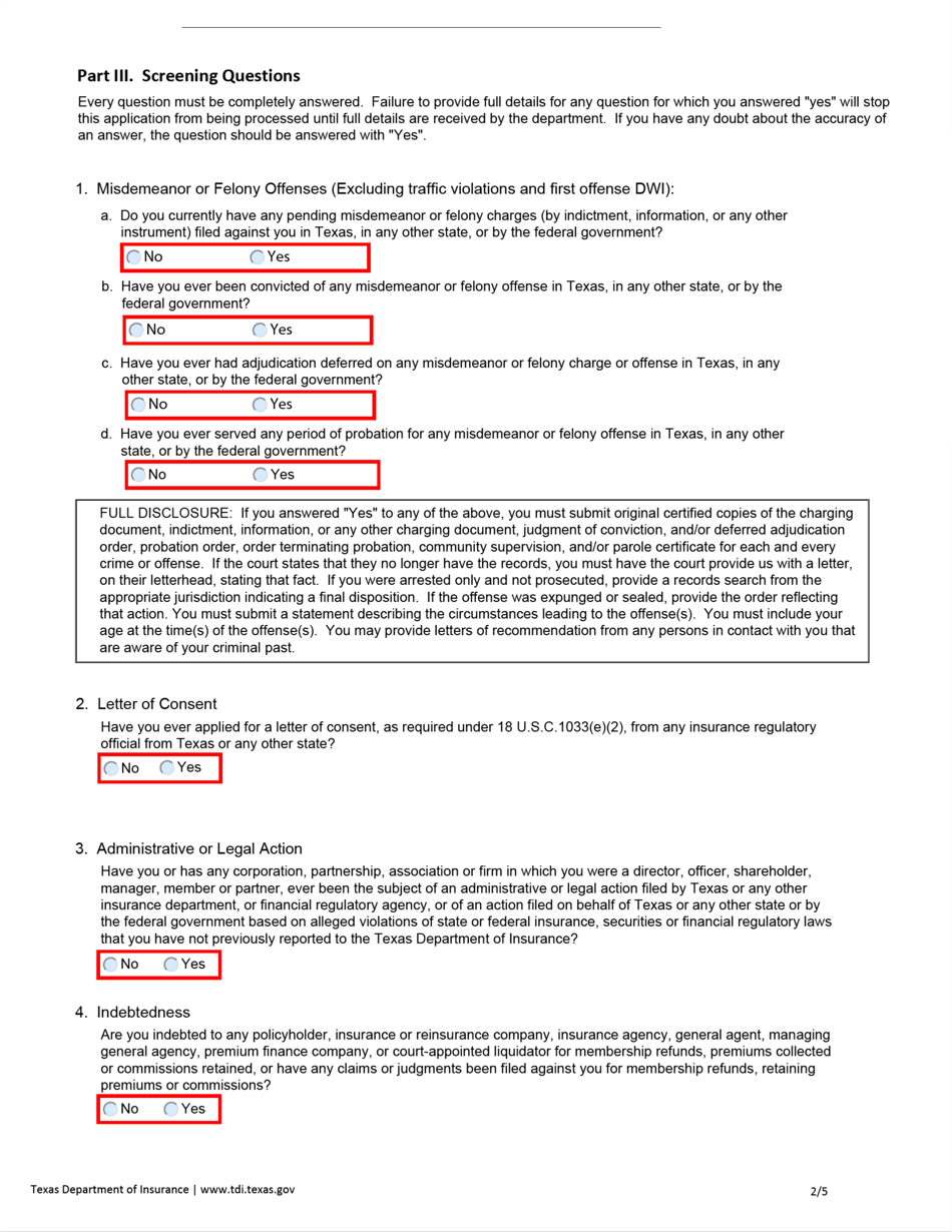 Form FIN573 Application for Navigator Individual Registration - Texas, Page 2