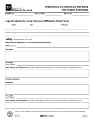 Form CS-0727 Initial Intake, Placement and Well-Being Information and History - Tennessee, Page 11