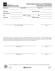 Form CS-0727 Initial Intake, Placement and Well-Being Information and History - Tennessee, Page 12