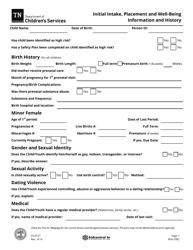 Form CS-0727 Initial Intake, Placement and Well-Being Information and History - Tennessee, Page 7