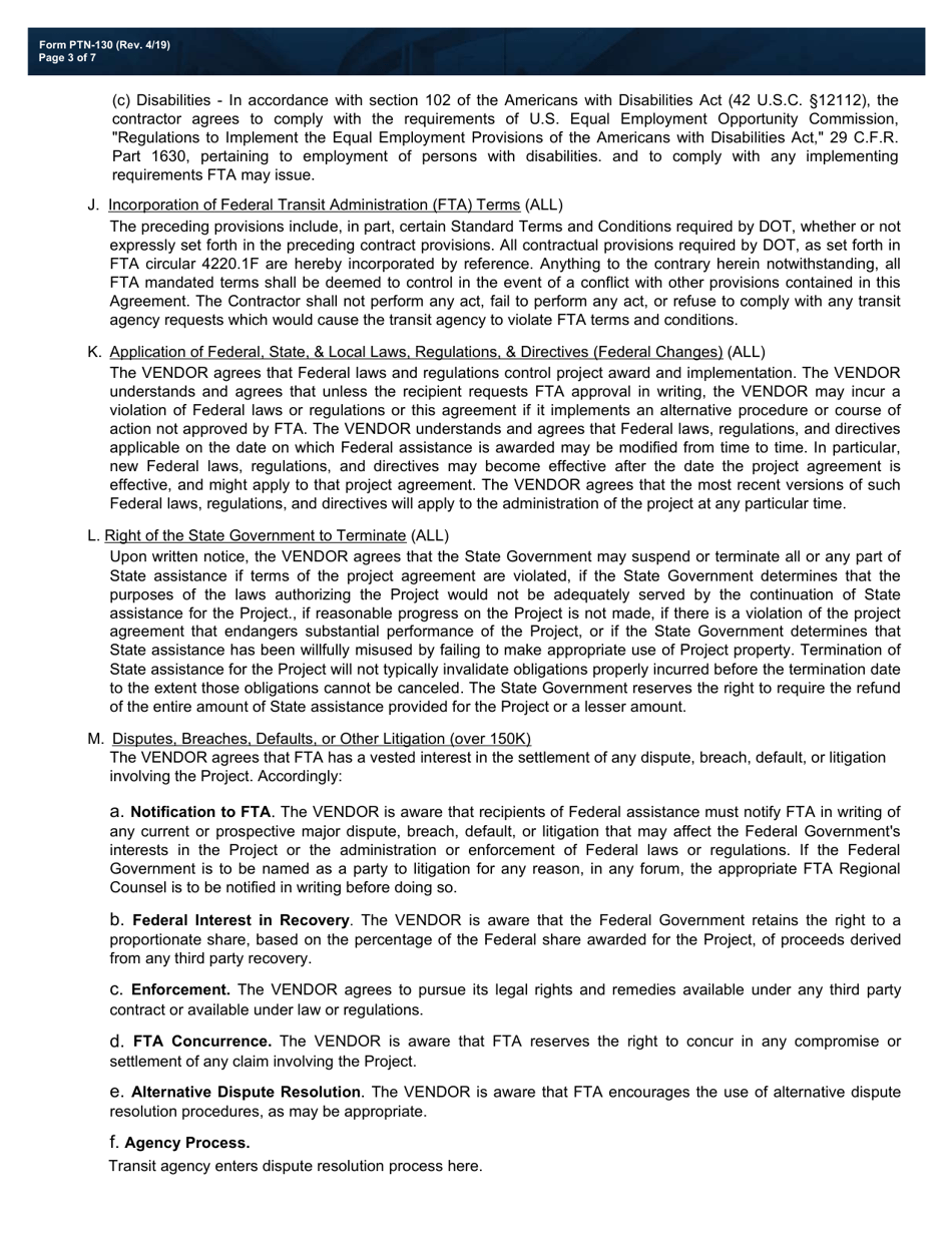 Form PTN-130 Vendor Consolidated Certification Form - Texas, Page 3