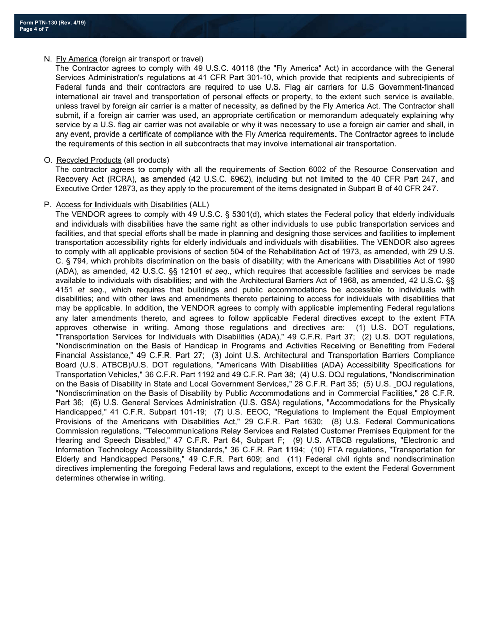 Form PTN-130 Vendor Consolidated Certification Form - Texas, Page 4