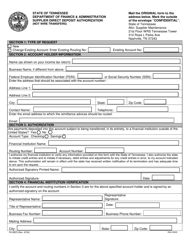Form FA-0825 Supplier Direct Deposit Authorization (Not Wire Transfers) - Tennessee