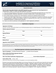Form ROW-A-1 Application for Pre-certification as a Professional Real Estate Appraiser - Texas