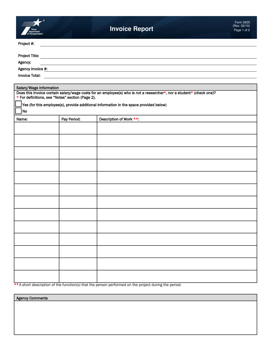 Form 2635 - Fill Out, Sign Online and Download Fillable PDF, Texas ...