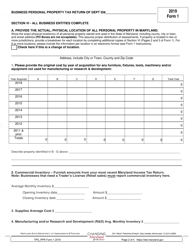 Form 1 Annual Report &amp; Business Personal Property Return - Maryland, Page 4