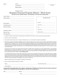 Document preview: Form ADV-40S Business Personal Property Return - Short Form - Alabama