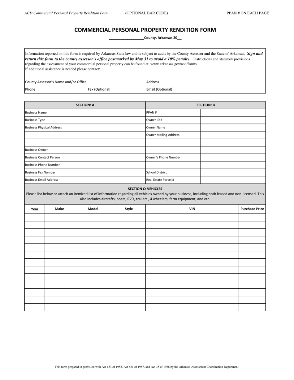 arkansas-acd-commercial-personal-property-rendition-form-fill-out