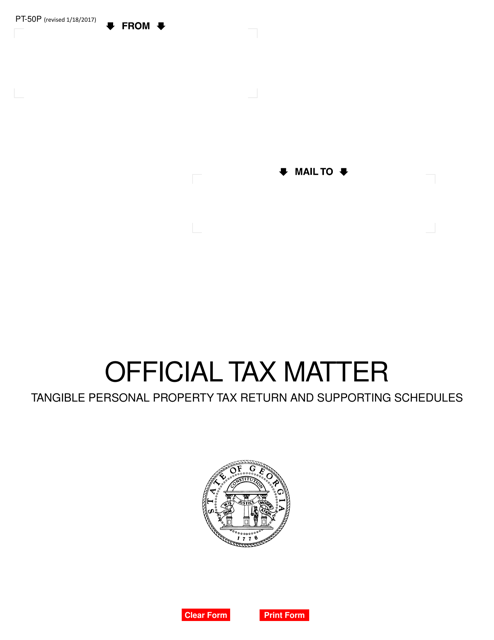 Form PT-50P Tangible Personal Property Tax Return and Schedules - Georgia (United States)