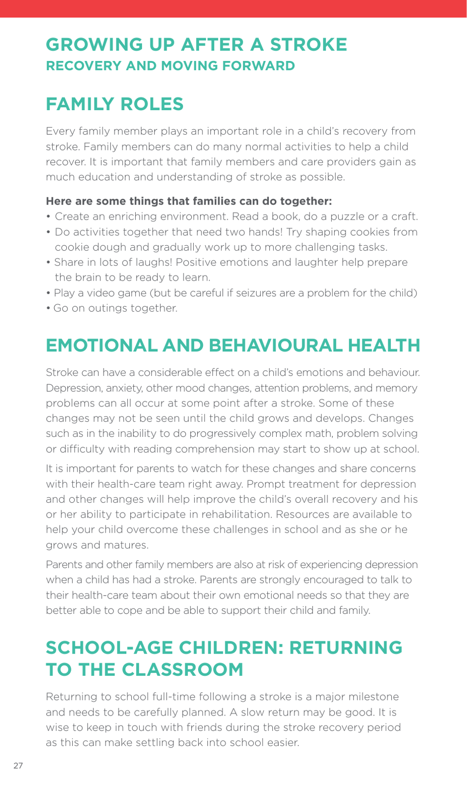 A Family Guide to Pediatric Stroke - Heart and Stroke Foundation - Canada, Page 28