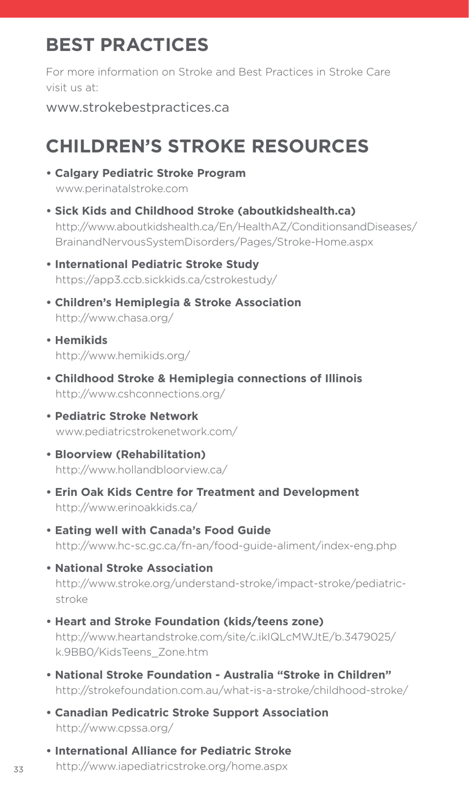 A Family Guide to Pediatric Stroke - Heart and Stroke Foundation - Canada, Page 34