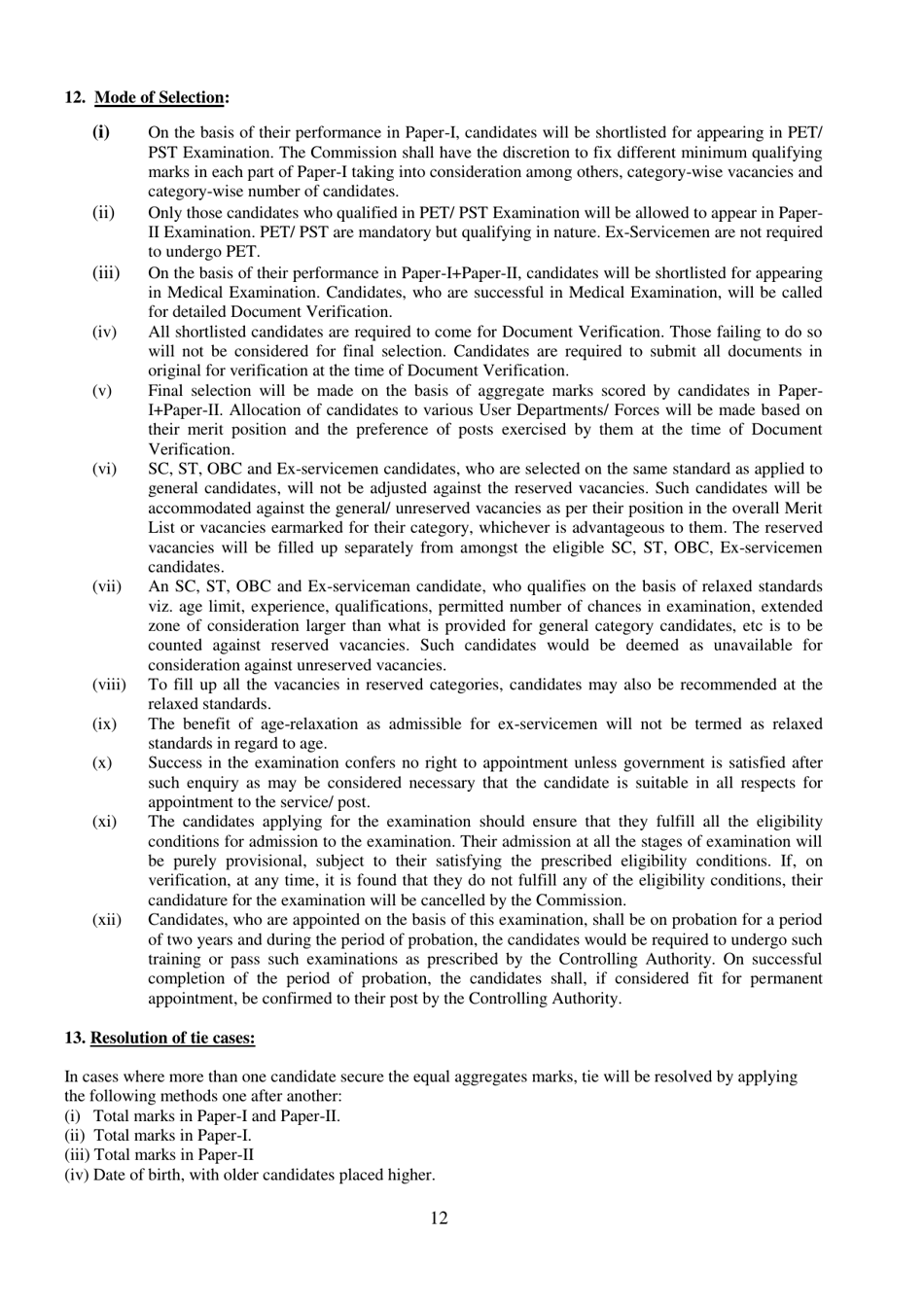 Recruitment of Sub-inspector in Delhi Police, CAPFs and Assistant Sub-inspectors in Cisf Examination - India, Page 12