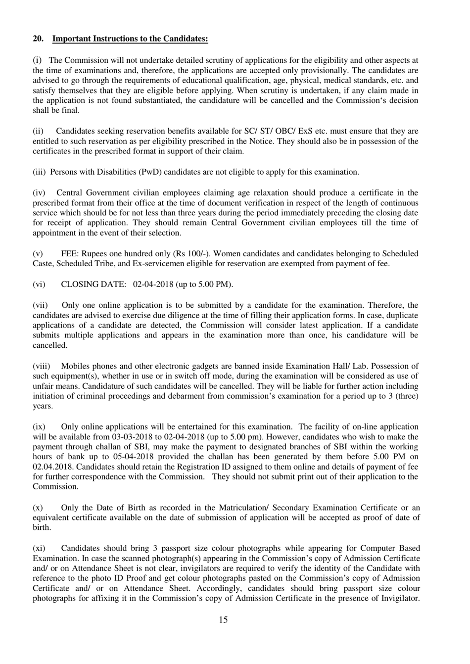 Recruitment of Sub-inspector in Delhi Police, CAPFs and Assistant Sub-inspectors in Cisf Examination - India, Page 15