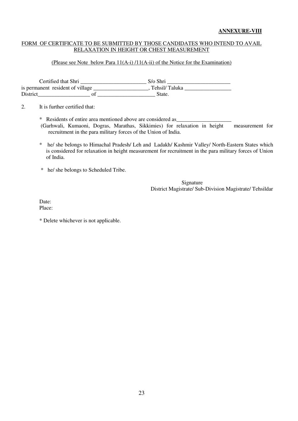 Recruitment of Sub-inspector in Delhi Police, CAPFs and Assistant Sub-inspectors in Cisf Examination - India, Page 23