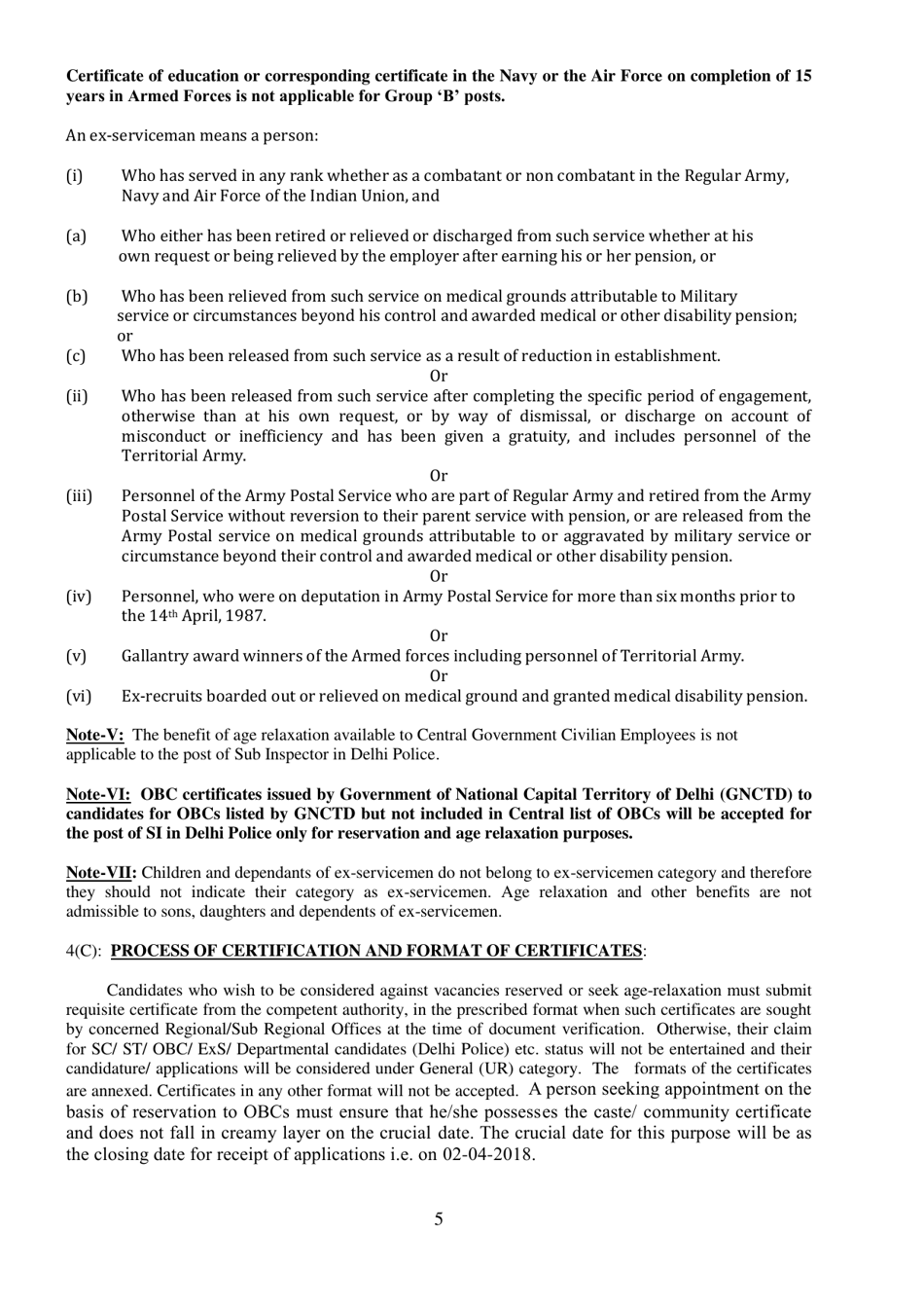 Recruitment of Sub-inspector in Delhi Police, CAPFs and Assistant Sub-inspectors in Cisf Examination - India, Page 5