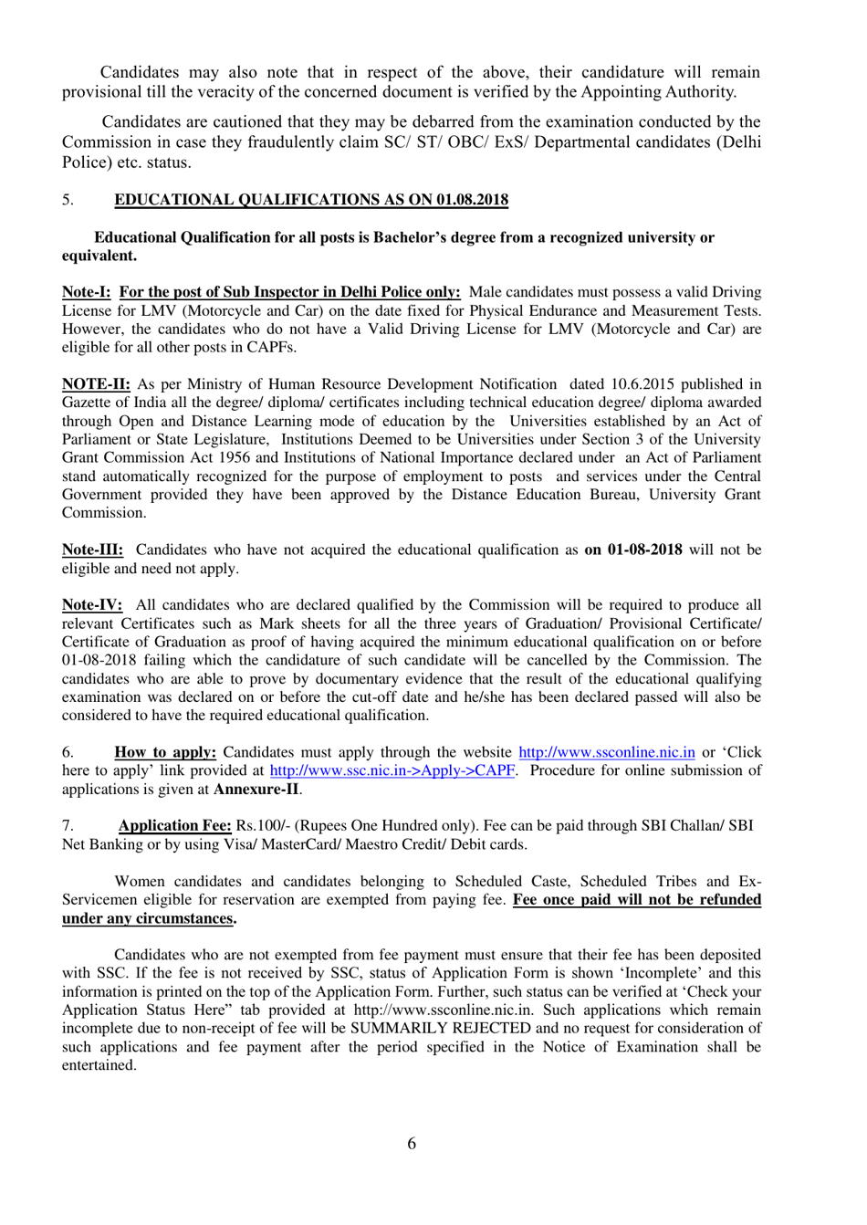 Recruitment of Sub-inspector in Delhi Police, CAPFs and Assistant Sub-inspectors in Cisf Examination - India, Page 6